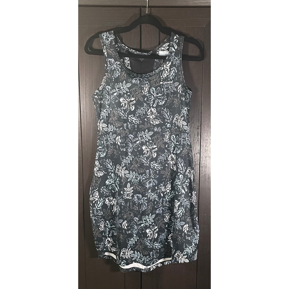 Columbia Freezer III Dress Womens Small Black White Tropical Floral Omni-Freeze